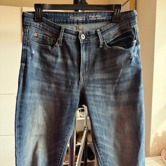 Signature By Levi Strauss & CO Blue Denim High Rise Ankle Skinny Jeans Size M - Picture 3 of 5